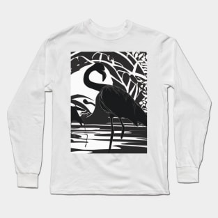 Flamingo Shadow Silhouette Anime Style Collection No. 138 Long Sleeve T-Shirt